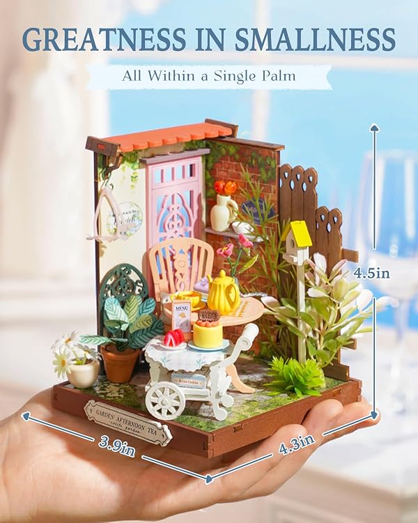 Rolife DIY Mini Building House Miniature Kit-Fancy Tea Yard, Miniature Lifestyle Mini Bookshelf Decoration, DIY Hobbies/Gifts for Craftsman (Fancy Tea Yard) by Rolife - Image 7