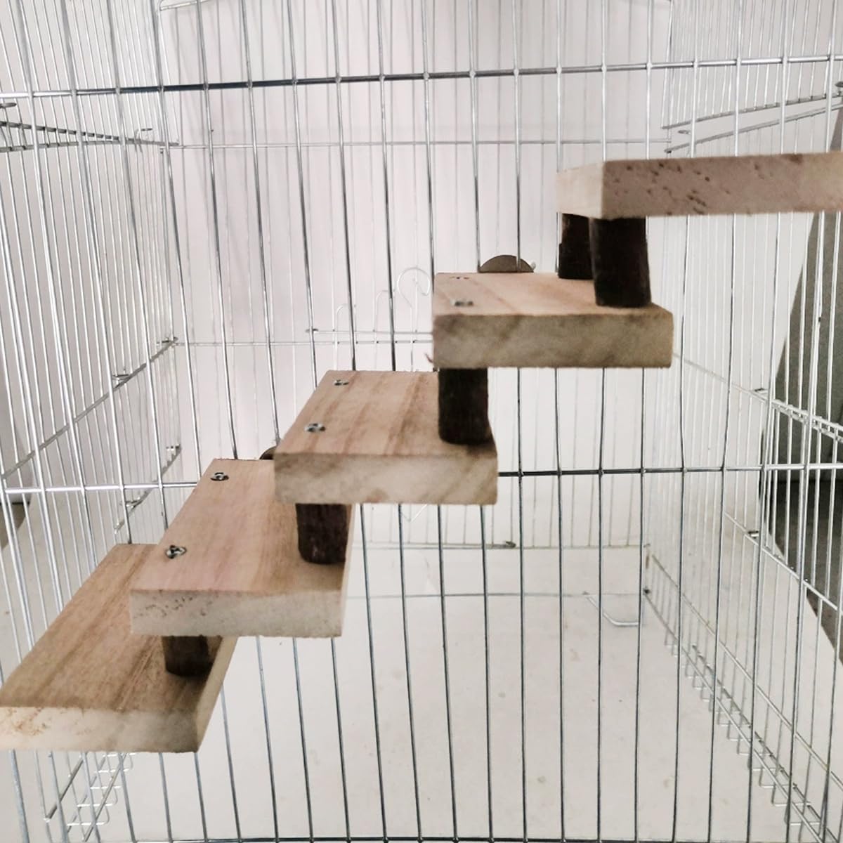 Alnicov Jaula de Madera para hámster, Juguete para pájaros, Columpio para Escalar, Escalera de 5 Niveles, Plataforma, Puente, trampolín, Herramienta de Entrenamiento