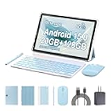 PEICHENG Tablet 11inch Android 15 Octa-core Processor, RAM 20GB(4+12Expand)+ROM 128GB, 6000mAh 9V/2A Quick Charge, 5MP+13MP Dual Cameras, Sky Blue (Tablet with case/Mouse/Keyboard/Stylus​)