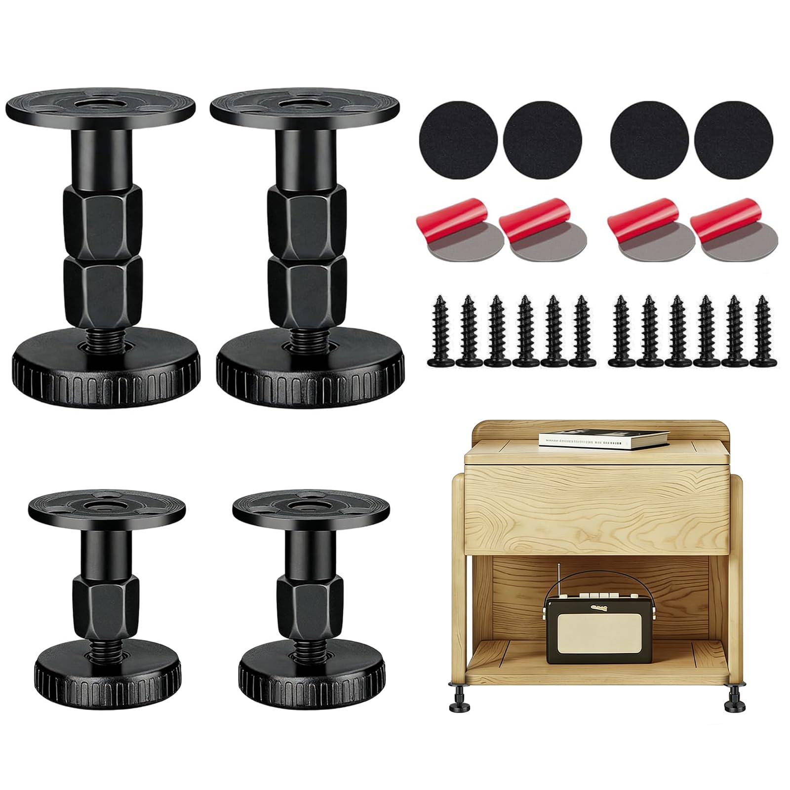 YDAKGUEY Furniture Feets, 4 Pcs Adjustable Feet with Mounting Accessories, 47-80 mm Adjustable Feet for Furniture for Chairs Tables Cabinets and Sofas