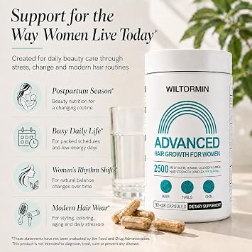 Hair Growth Supplements for Visibly Thicker Fuller Hair and Scalp Coverage
