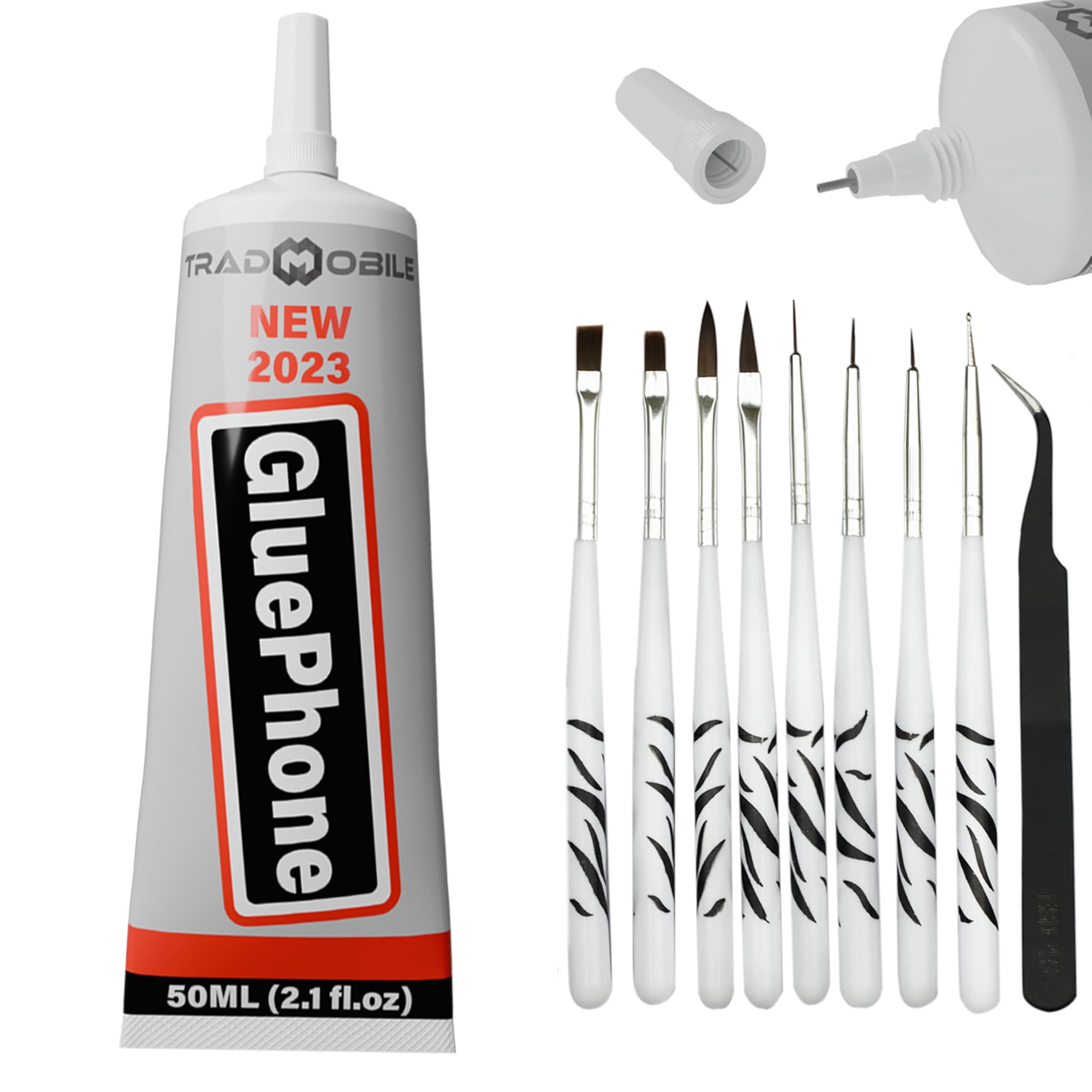 Glue Phone - Adhesivo para reparaciones y trabajos de precisión - Ideal para teléfonos, smartphones, tabletas, joyas, libros, cuero y zapatos (50ml, 1 Tubo + Kit de Herramientas)