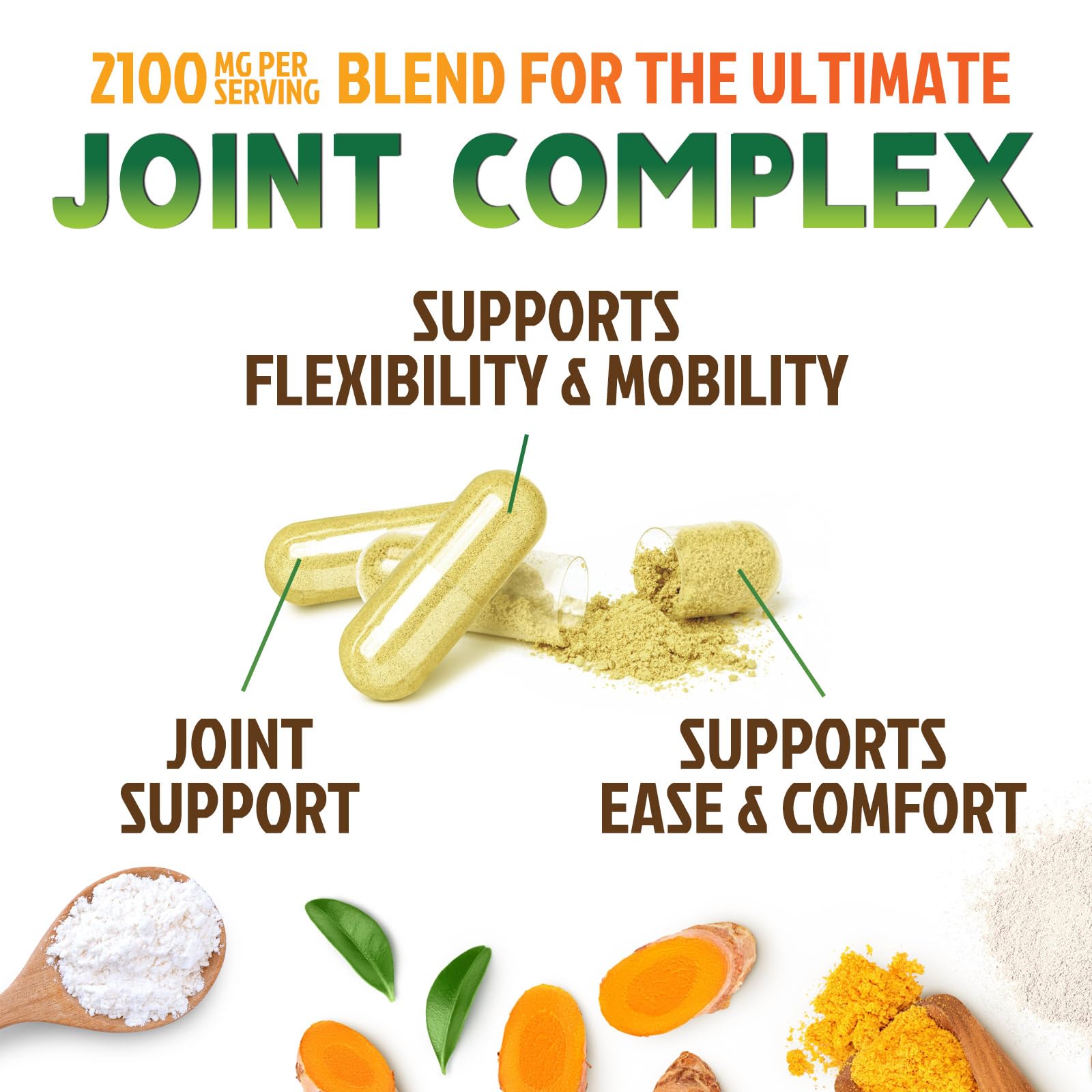 Glucosamine Chondroitin MSM 2100mg - Joint Support Supplement for Joint Mobility & Cartilage Support For Men and Women - Glucosamine Supplements with Turmeric & Boswellia, USA Bottled - 60 Capsules — Amazon image 6