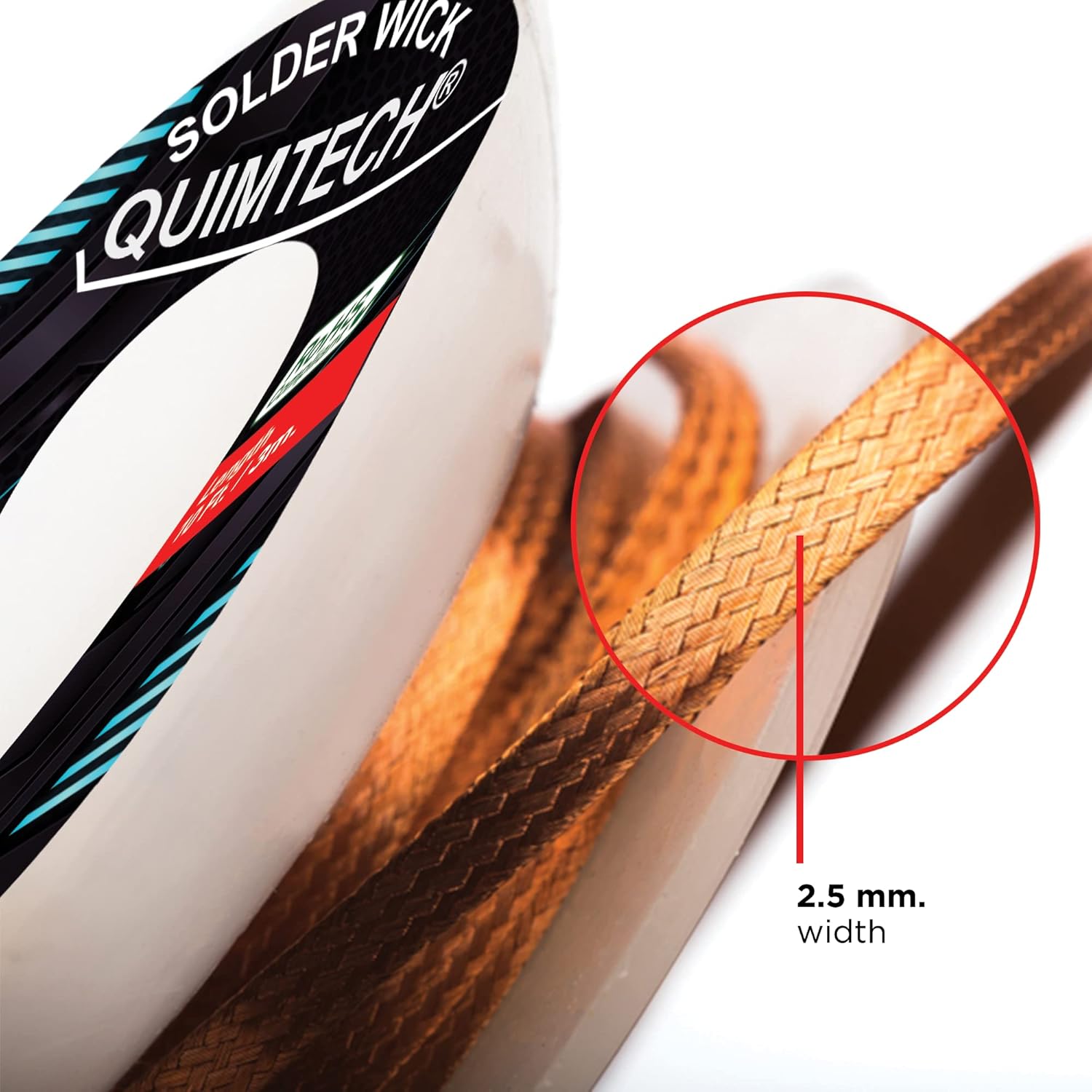 Solder Wick Braid Copper Wire with flux 10 ft.(3M) Length X 2.5mm Width I Desoldering Wire I Solder Sucker I Solder Remover I Soldering Iron I Solder Braid for Circuit Board (1pcs) - - 