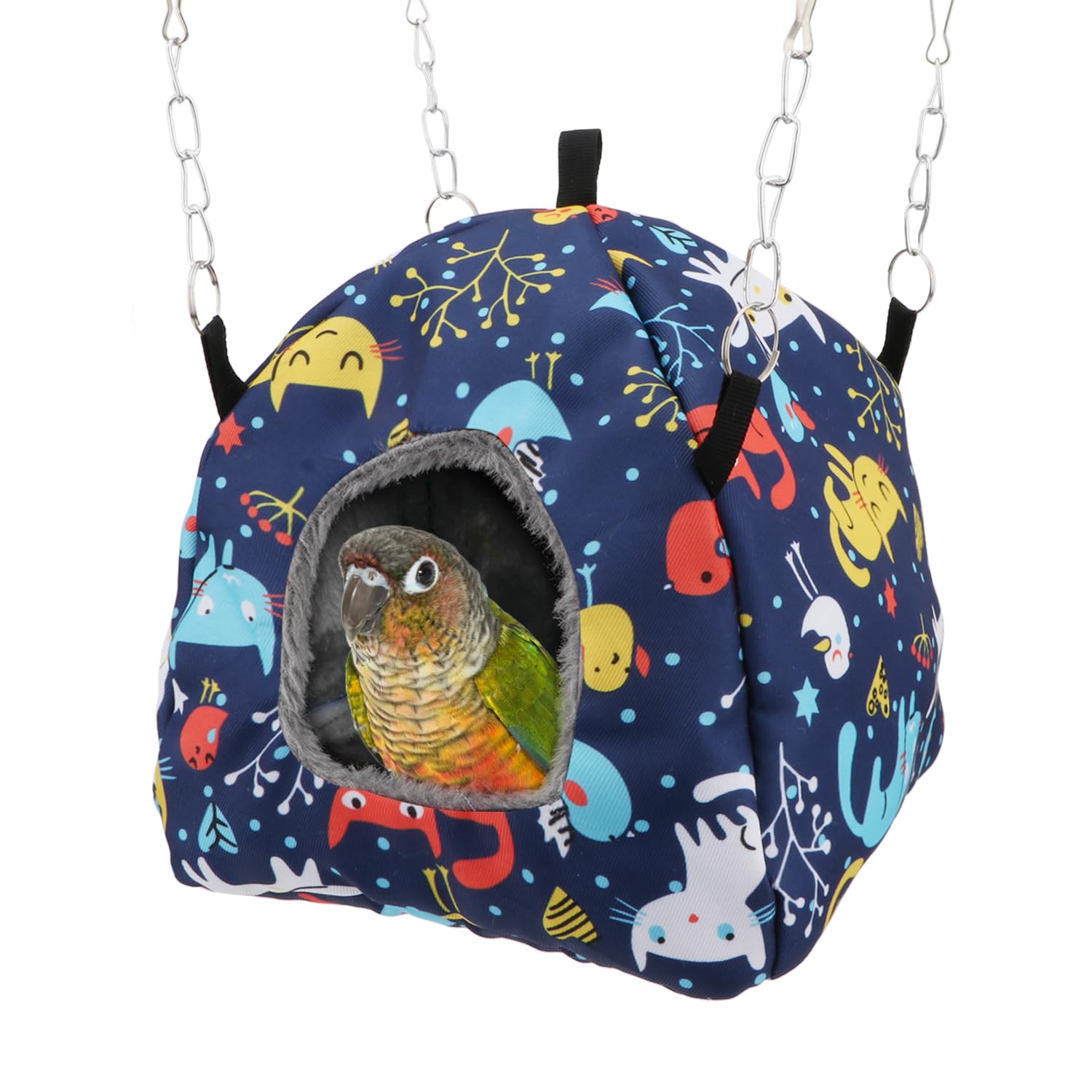 Wontee Bird Plush Hammock Parrot Hanging Snuggle Cave Happy Hut Tent for Parakeet Cockatiel Conure Lovebird Budgie Hamster Gerbil Rat Chinchilla