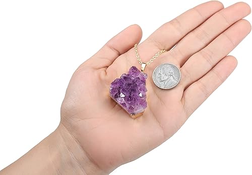 Miniatura 6 de Jovivi Collar de cristal de amatista natural para mujeres y hombres, collar con colgante de piedra de cuarzo de amatista áspera irregular para