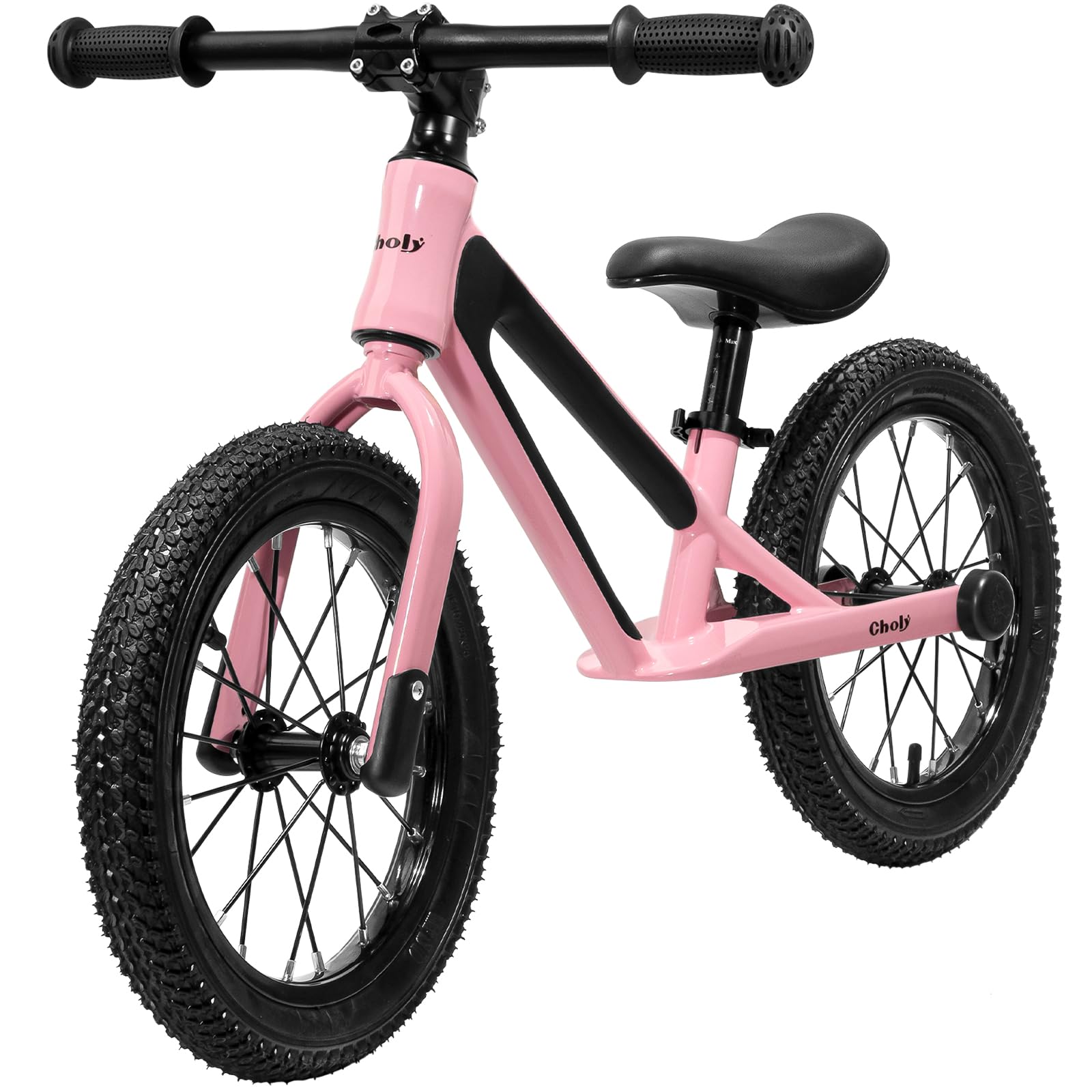 CHOLY 14 Inch Balance Bike for 3,4,5,6 Year Old Boys Girls, No Pedal Kids Bike with Adjustable Seat, Air Tires and Magnesium Alloy Framne, Lightweight Children's Traing Bicycle (Pink)