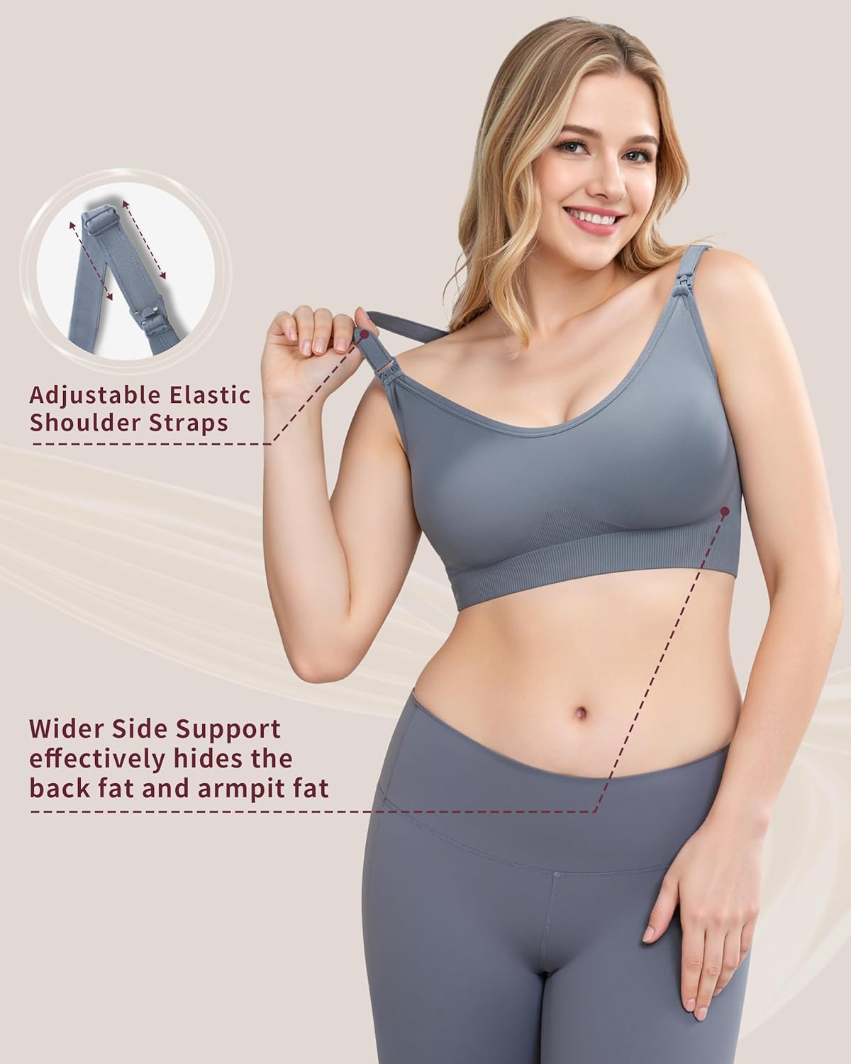 3 Pack Nursing Bras for Breastfeeding, Seamless Maternity Bras for Pregnancy Support Nursing Sports Bra for Yoga - Image 3