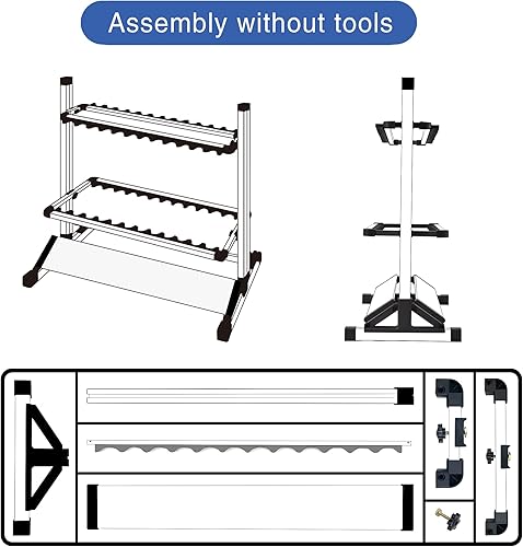 Vista 4 de JOYWAVE Soportes para cañas de pescar,Soportes para cañas de pescar de aluminio,Soporte portátil para cañas de pescar,Capacidad para hasta 24 Blanco
