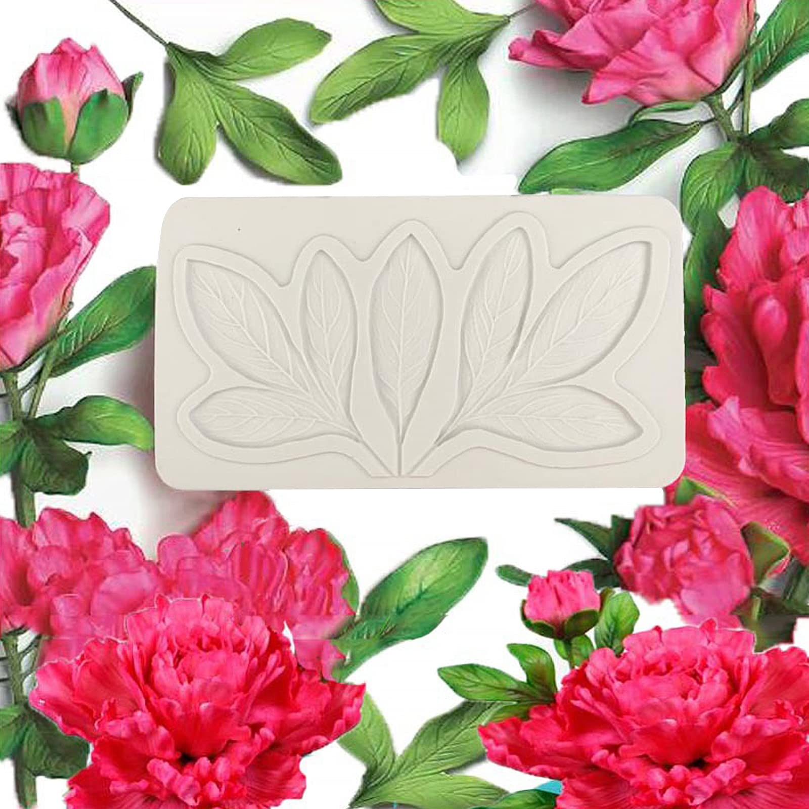 Peony Leaf Cake Decorating Silicone Molds, Leaf Fondant Molds for Cupcake Toppers, Candy Chocolate, Mousse, Butter, Cookies, Gum, Flower Paste, Dough, Wedding, Valentine's Day, Thanksgiving Day