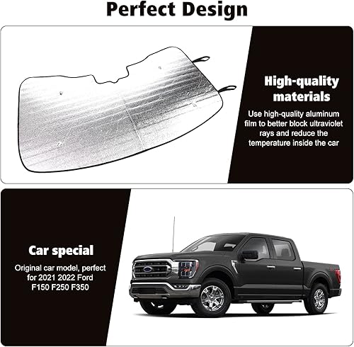 Miniatura 3 de RT-TCZ Parasol para parabrisas con reflector de rayos UV, visera para camiones Ford F150 F250 F350 2021 2022