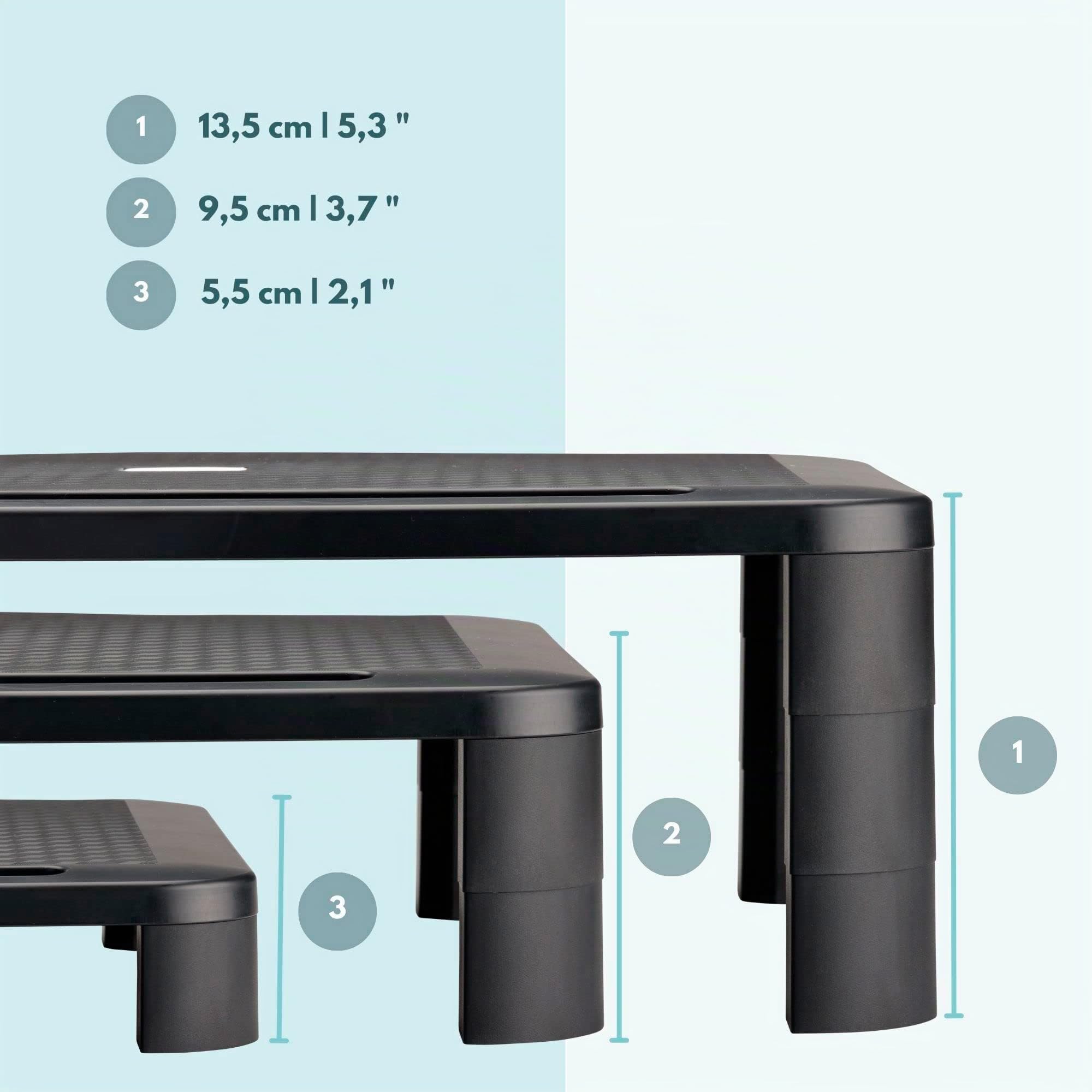 STEY ACCESSORIES Support de moniteur, support d'écran d'ordinateur et d'ordinateur portable réglable en hauteur avec pieds amovibles - Fabriqué en UE (1 unit)