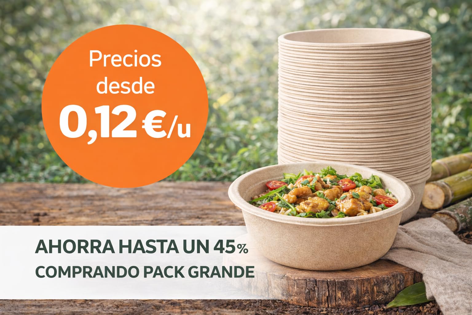 Bol Desechable Bagazo de Caña de Azúcar – Apto Microondas – Biodegradable y Compostable – Antigoteo – Para Caliente y Frío – Kraft Natural o Blanco – 350 ml / 500 ml / 900 ml (200, BLANCO, 900 ml.)