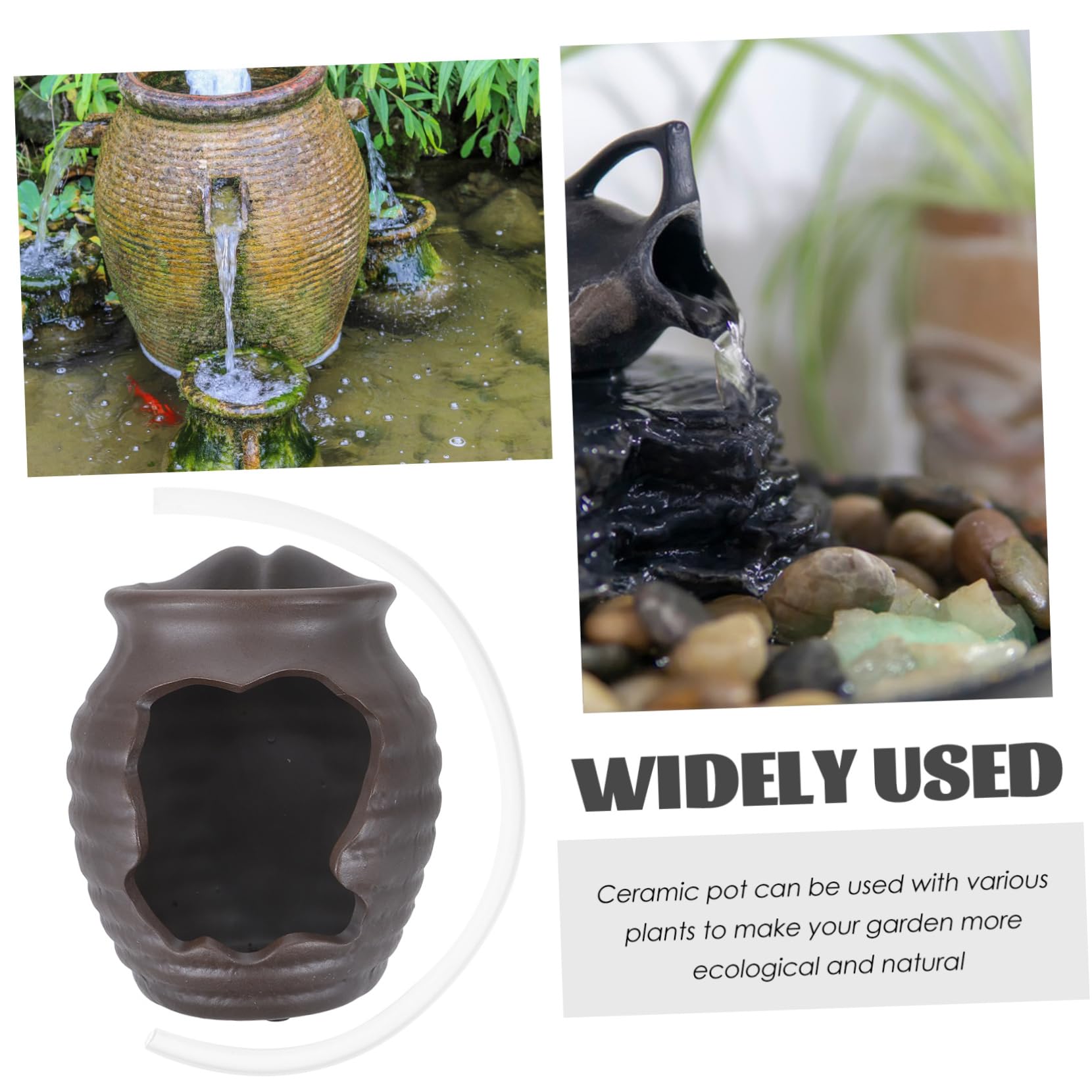 Cabilock Outdoor Water Fountain Decor Ceramic Jar Waterfall Pot Fountain Landscape Decor