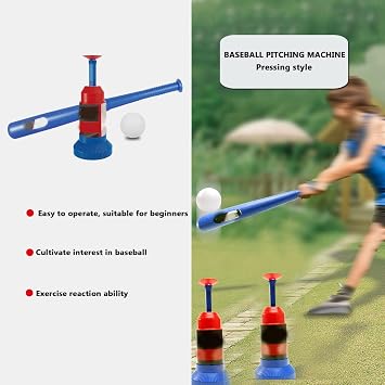 Ball Pitching Machine - Sports Pitching Machine for Baseball Training with 6 Baseballs - Outdoor Baseball Throwing Equipment