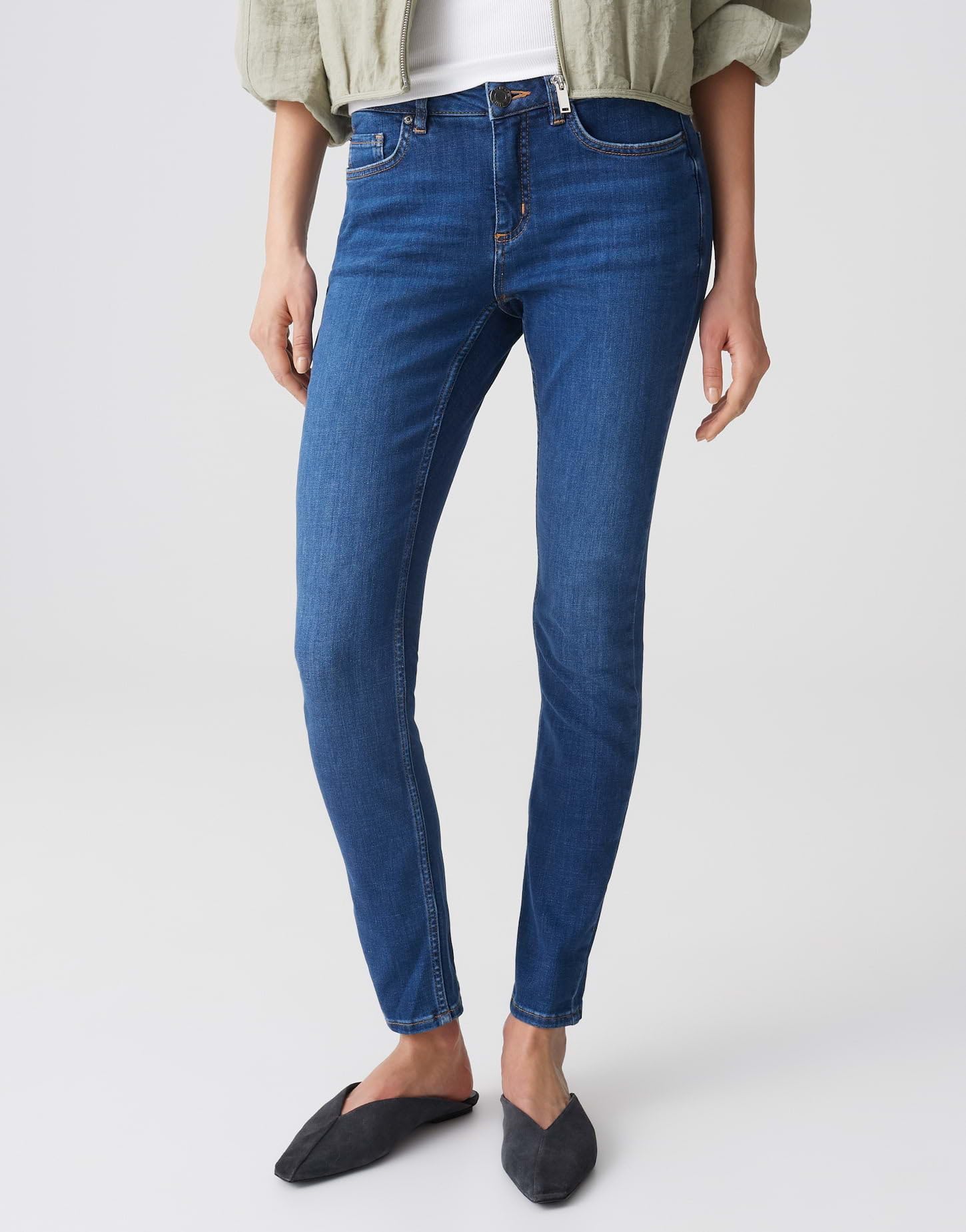 OPUS Damen Skinny | Skinny Jeans ELMA Strong Blue Low Rise aus stretchigem BCI Cotton Mix