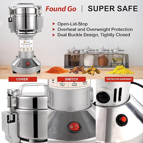 Miniatura 3 de FoundGo Molinillo eléctrico de granos Molinillo de cereales Pulverizador de especias Máquina de polvo Molinillo de harina de maíz para especias