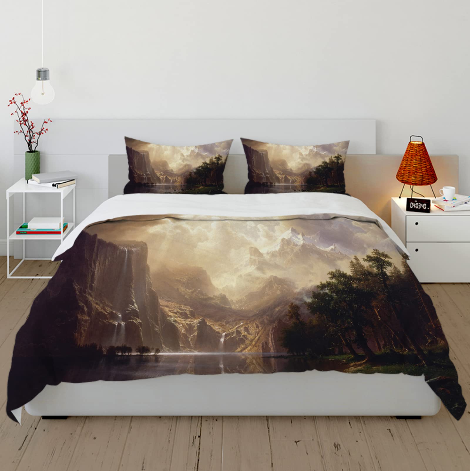 Albert Bierstadt ultra miękki komplet pościeli, 2 poszewki na poduszkę, 1 poszewka na kołdrę, komfortowa, lekka pościel 140 x 200 cm