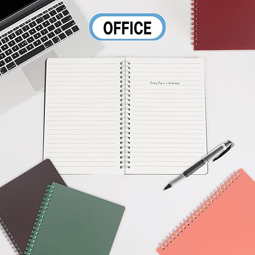 Miniatura 6 de Paquete de 4 cuadernos de tapa dura A5, 160 páginas con rayas universitarias (80 hojas), diarios en espiral de 5.7 x 8.3 pulgadas con encuadernación