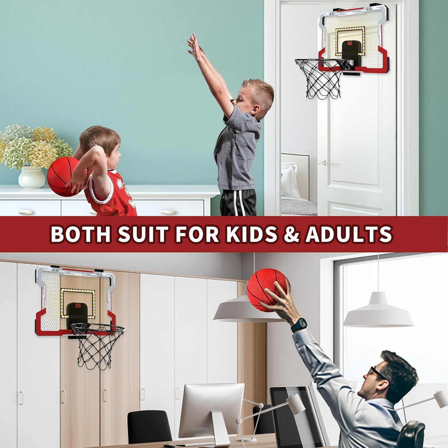 Over The Door Basketball Hoop, Basketball Toys Gifts Ideas for Man Kids Teens Boys Girls