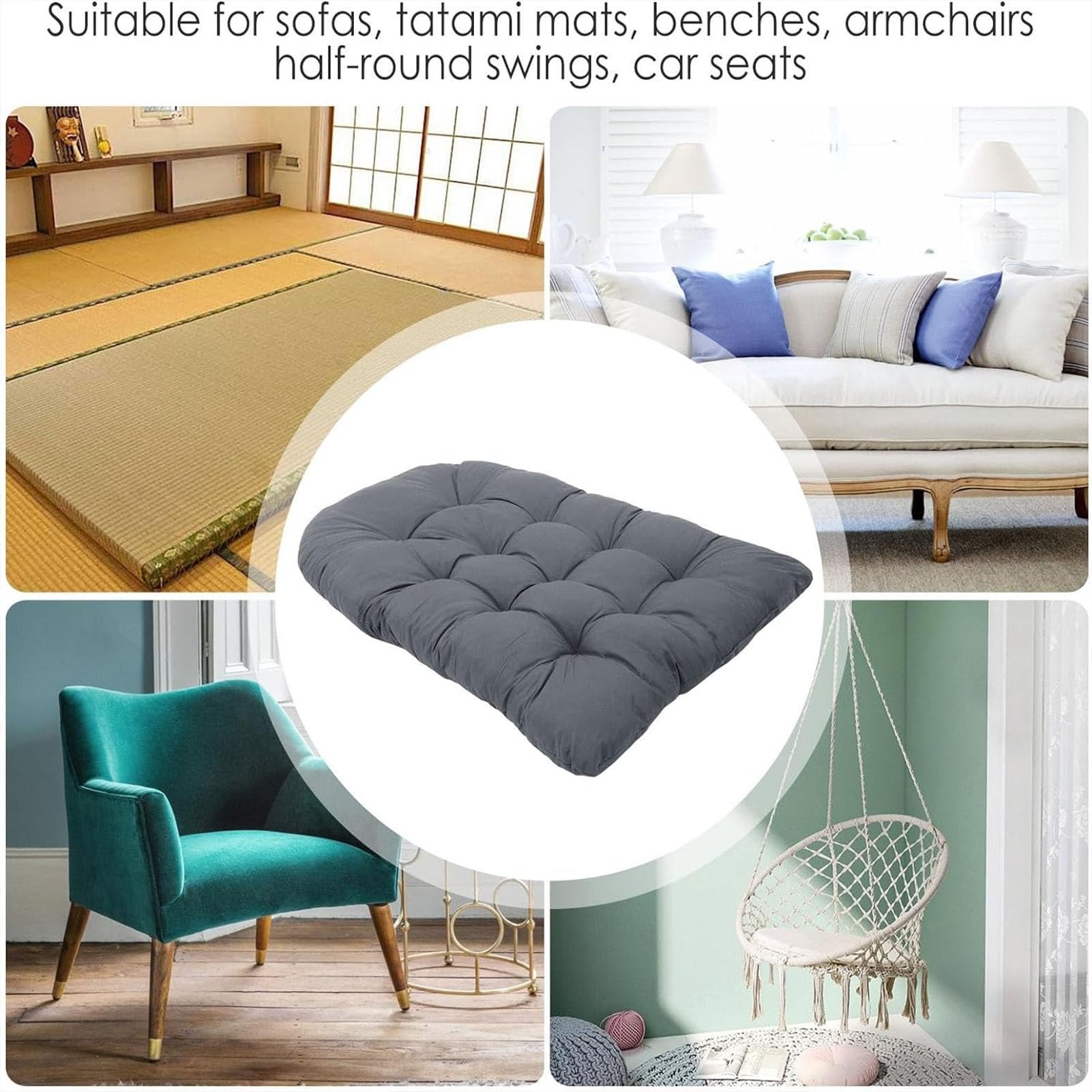 Balançoire Panier Suspendu Coussin de siège Respirant éPaissir Coussins pour Chaise à œUfs Suspendue, Amovible Chaise Oeuf Suspendue pour Patio Jardin Extérieur - Uniquement des Coussins À Vendre(A9)