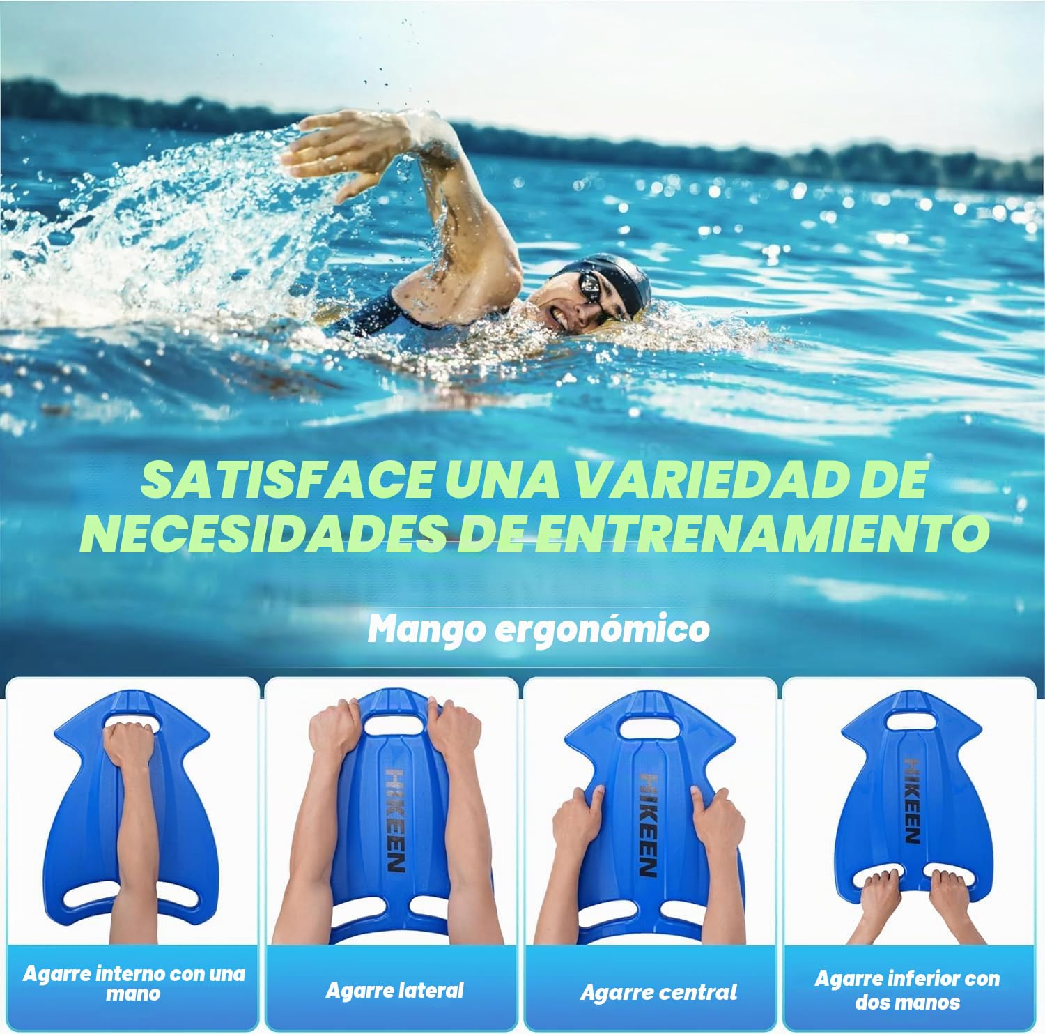 Hikeen Tabla de Natación Grande Tamaño con Múltiples Asas: Tabla Flotadora de HDPE de Alta Flotabilidad para Adultos, Natacion Accesorios para Piscina Aguas Abiertas