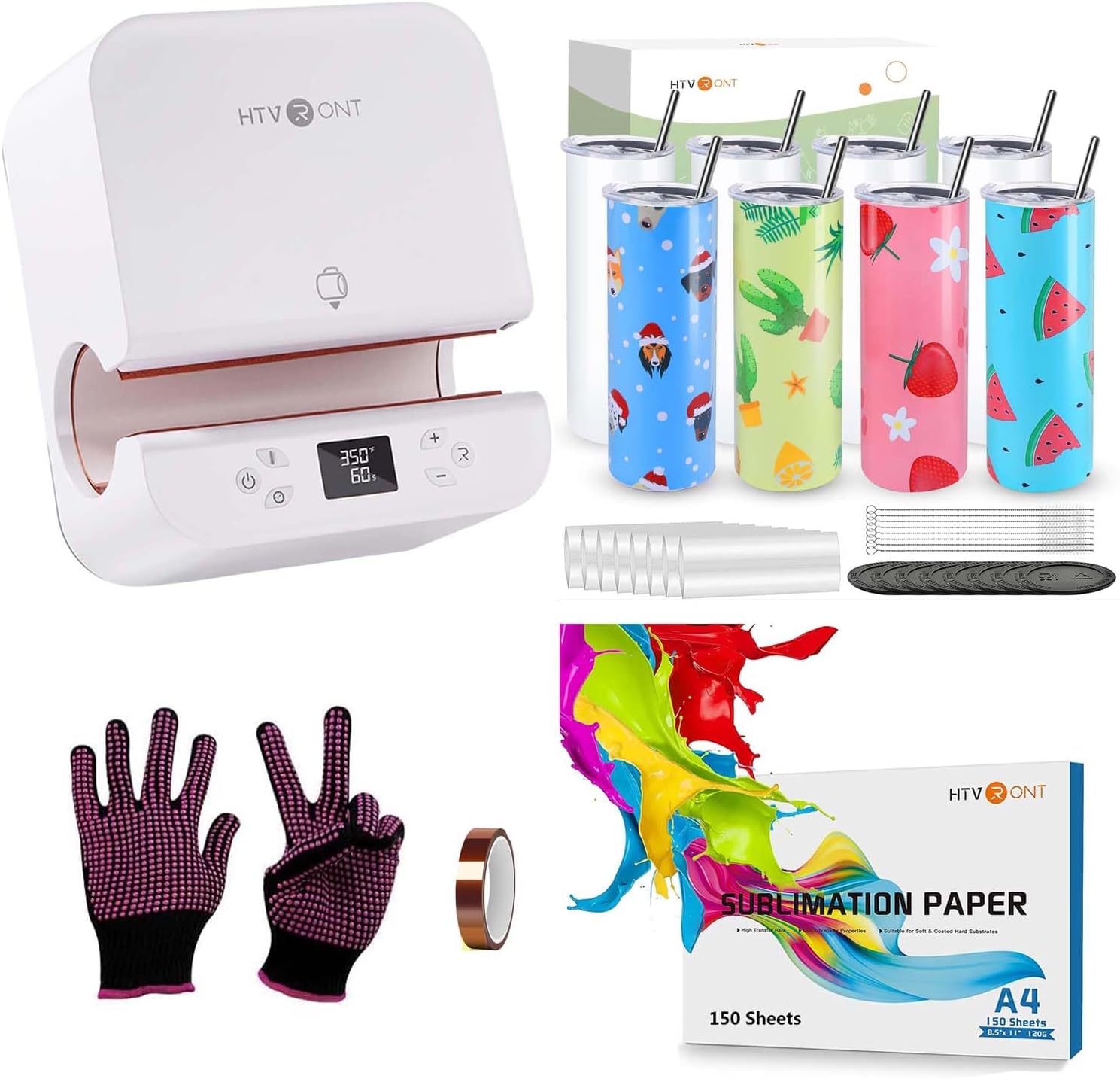 HTVRONT Auto Tumber Heat Press + 8 Pack Sublimation