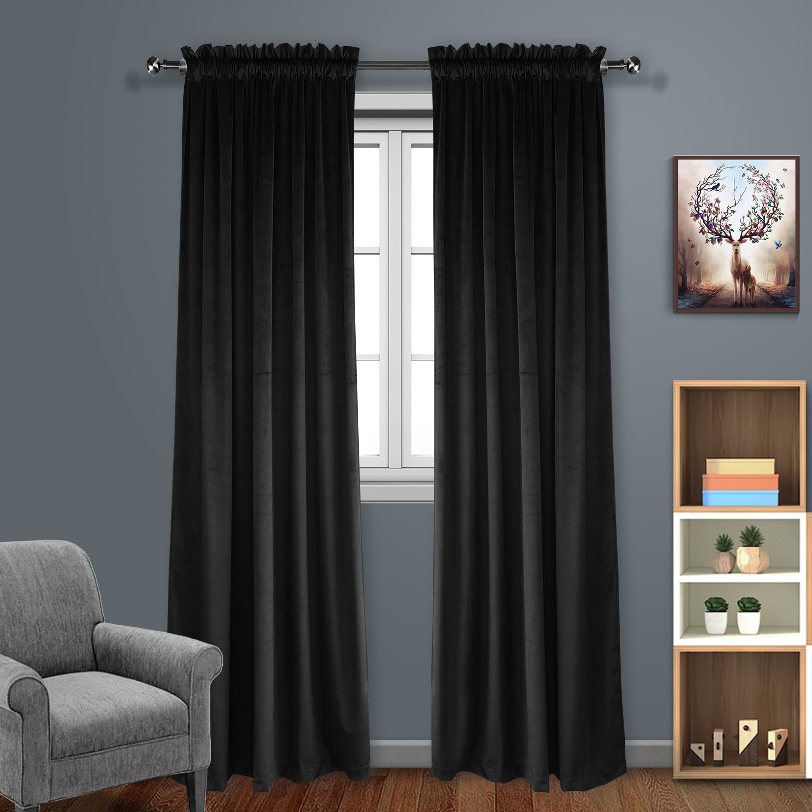 Black Crushed Velvet Curtains Curtains & Drapes