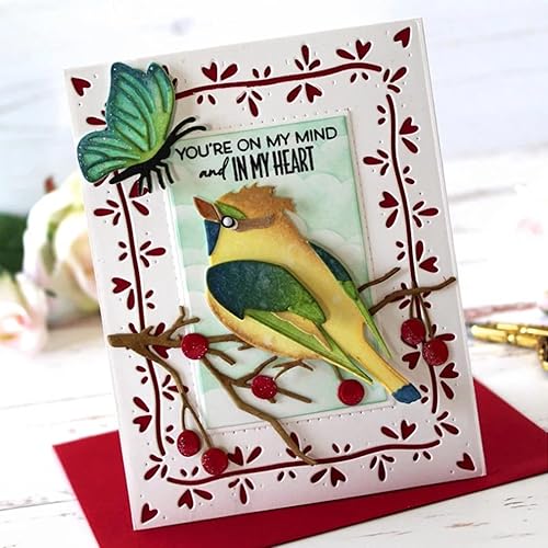 Miniatura 3 de Marco rectangular de corazón, troqueles de metal, troqueles de textura de corazones florecientes, plantillas de troqueles de bricolaje,