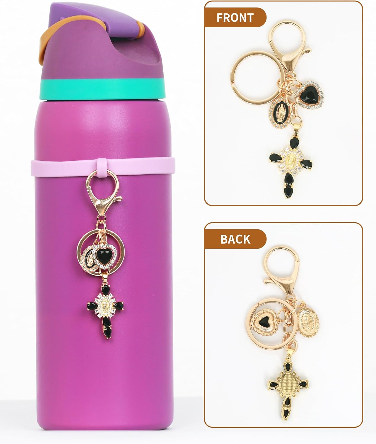 Cross Purse Charms Keychain- Sparkling Rhinestone Cross Key Chain Bag Charms Wallet Accessories - Image 3