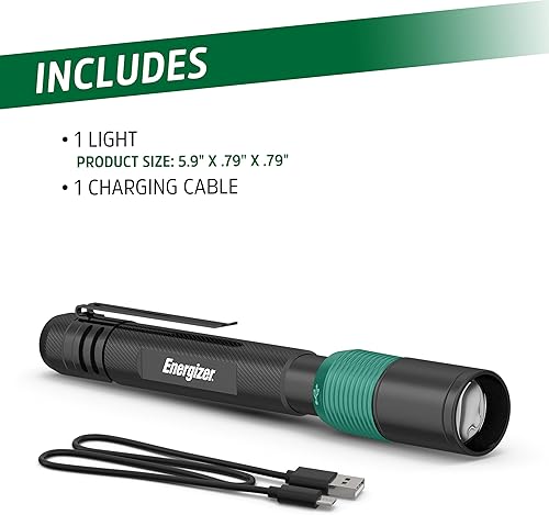 Miniatura 6 de Energizer X-400 Pen Light Flashlight Rechargeable, Bright Penlight IPX4 Water-Resistant, Lightweight and Durable, Rechargeable Flashlight, USB