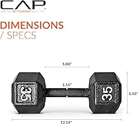 Vista 39 de CAP Barbell Mancuerna hexagonal de hierro fundido Múltiples opciones Negro
