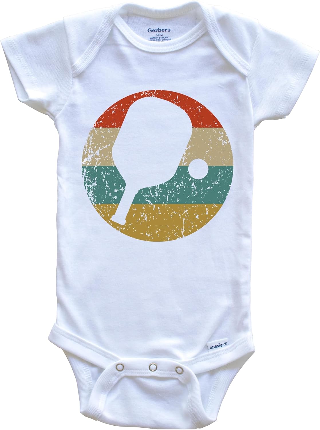 Pickleball Vintage Retro Pickleball Paddle Circle Icon One Piece Baby Bodysuit