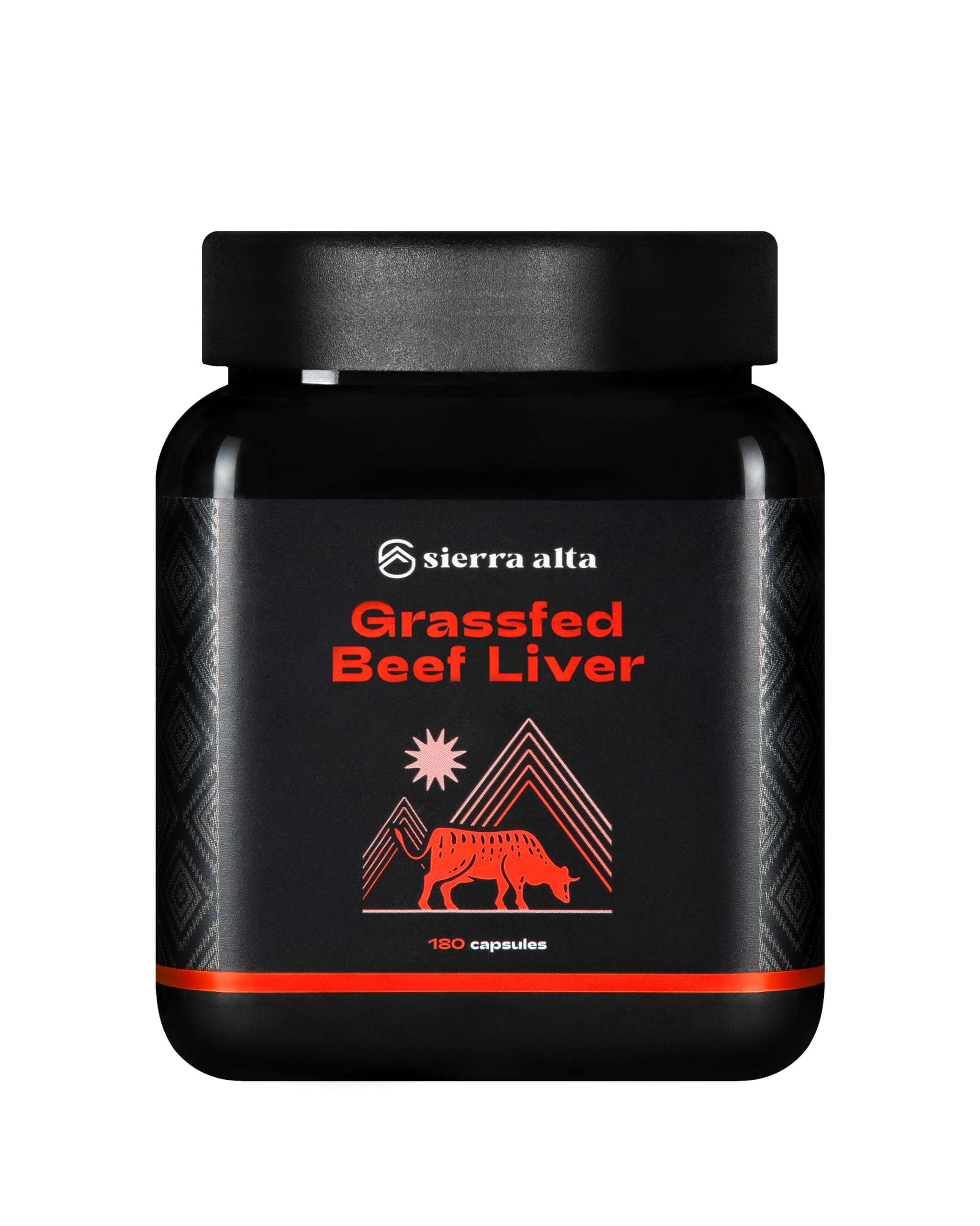 Sierra Alta High Altitude, Volcanic, Grassfed Beef Liver | Natural Vitality Supplement | Supports: Energy, Immune System, Focus, Longevity, Digestion, Wellbeing | Non GMO | Hormone Free | 180 Capsules