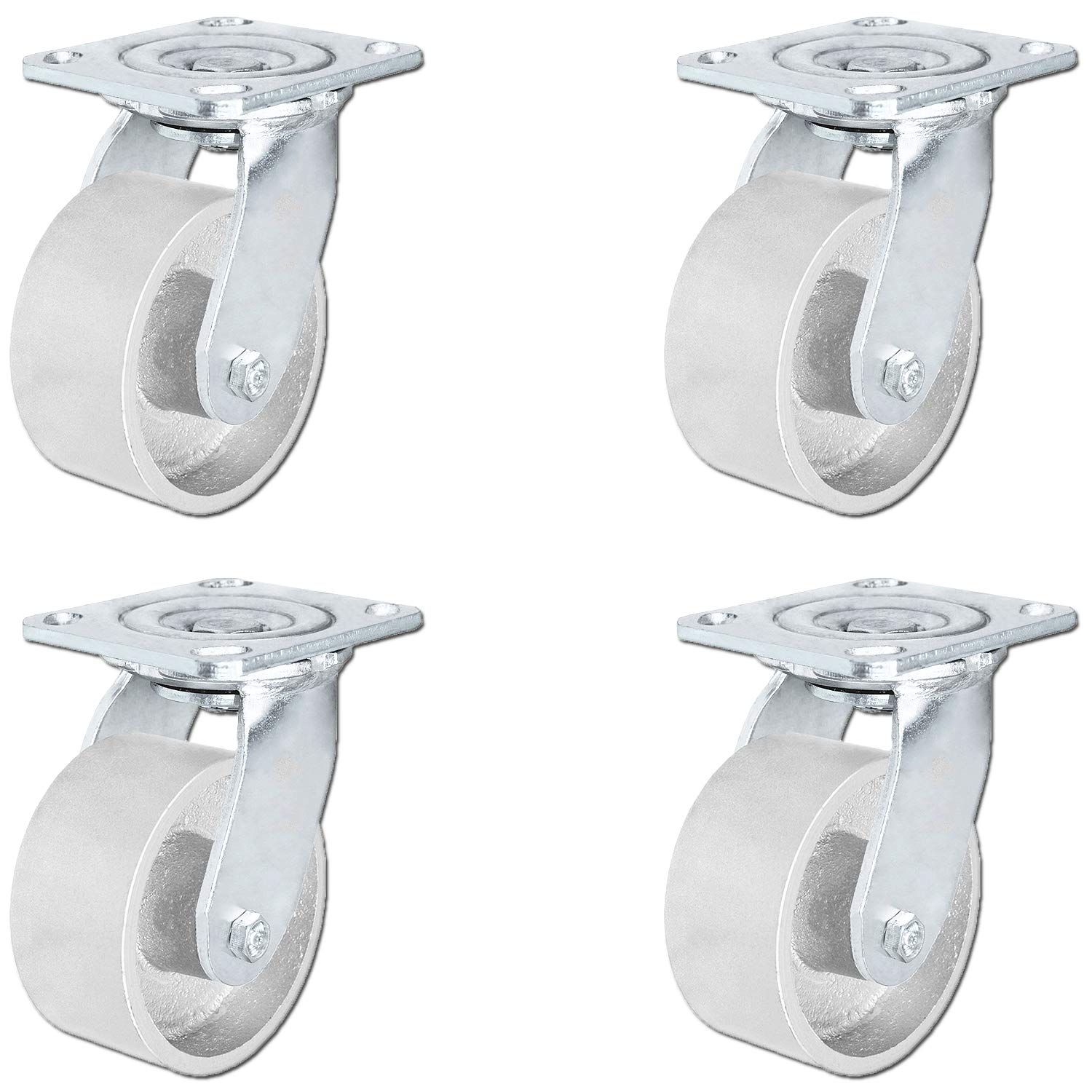 CasterHQ - 4" x 2" Steel Wheel Casters | Set of 4 Swivel Casters | 700 lbs Per Caster - 2,800 lbs Capacity Per Set of 4 | (4 Pack) Great for Tool Carts