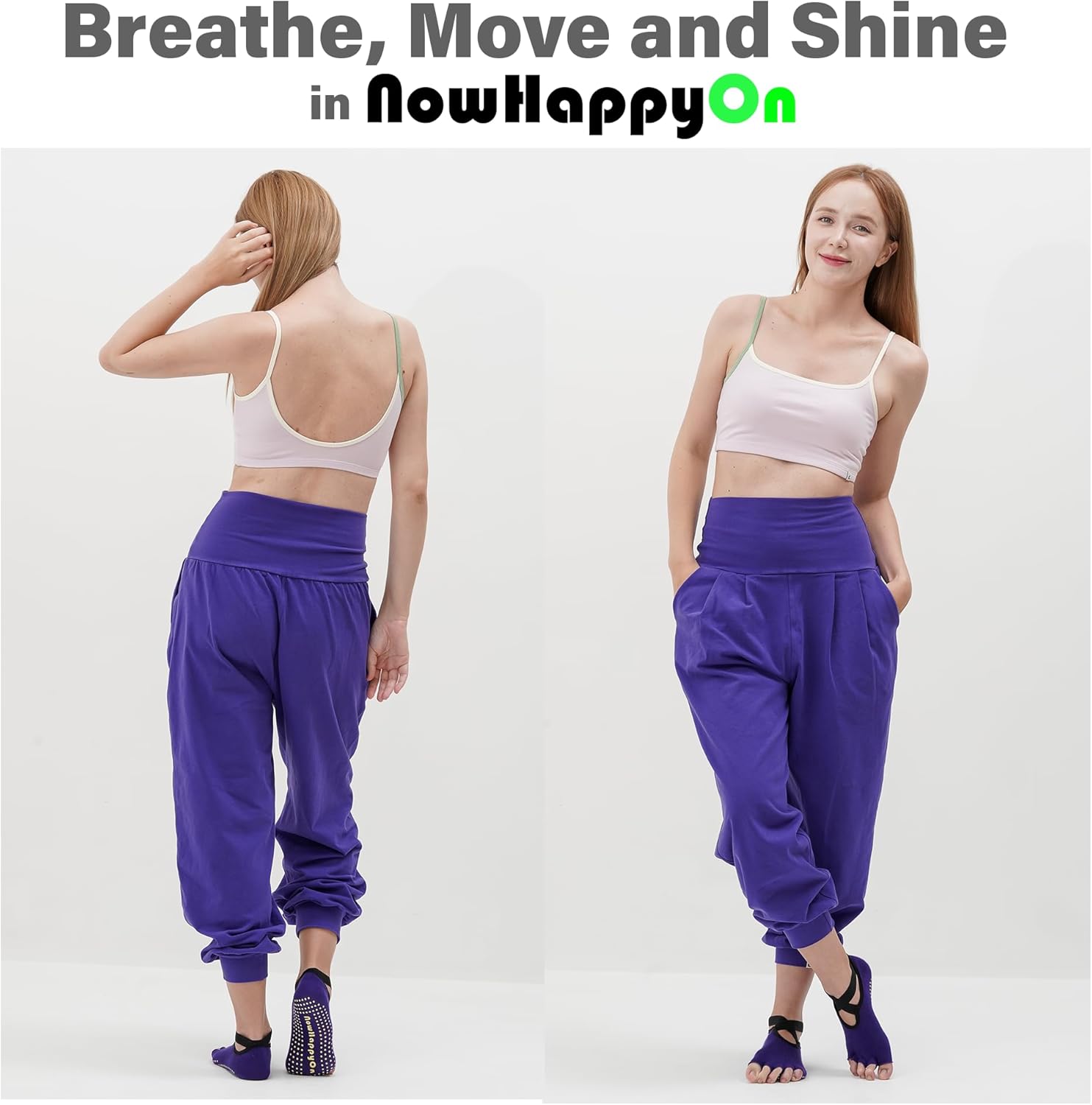 Yoga Socks For Women, Open-toe, Non-slip Grip, 2 Pairs for Ballet, Barre, Plasticity, Dance, Barefoot Workout - Image 6