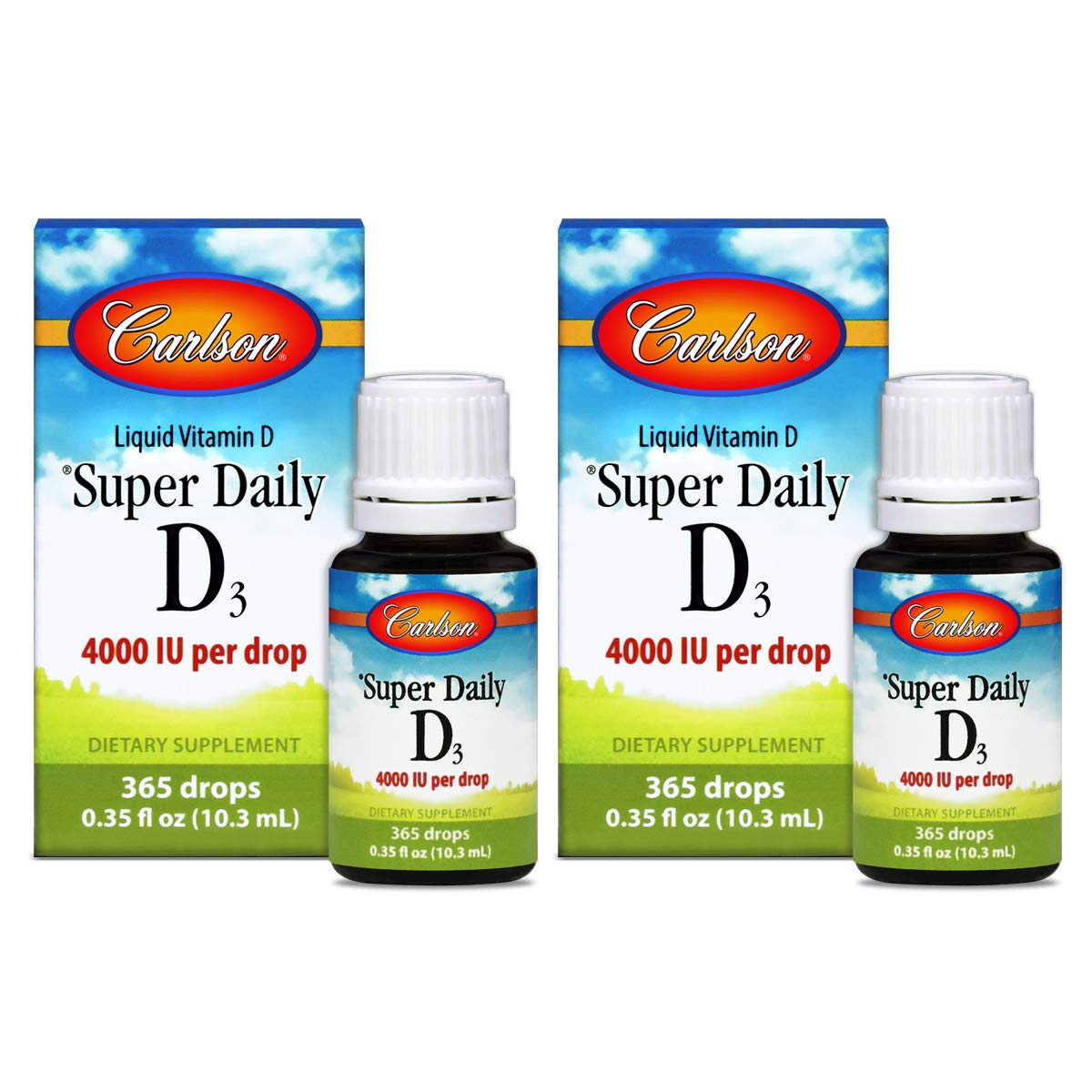 Carlson - Super Daily D3, 4000 IU (100 mcg) per Drop, Heart & Immune Health, Liquid Vitamin D3, Unfl