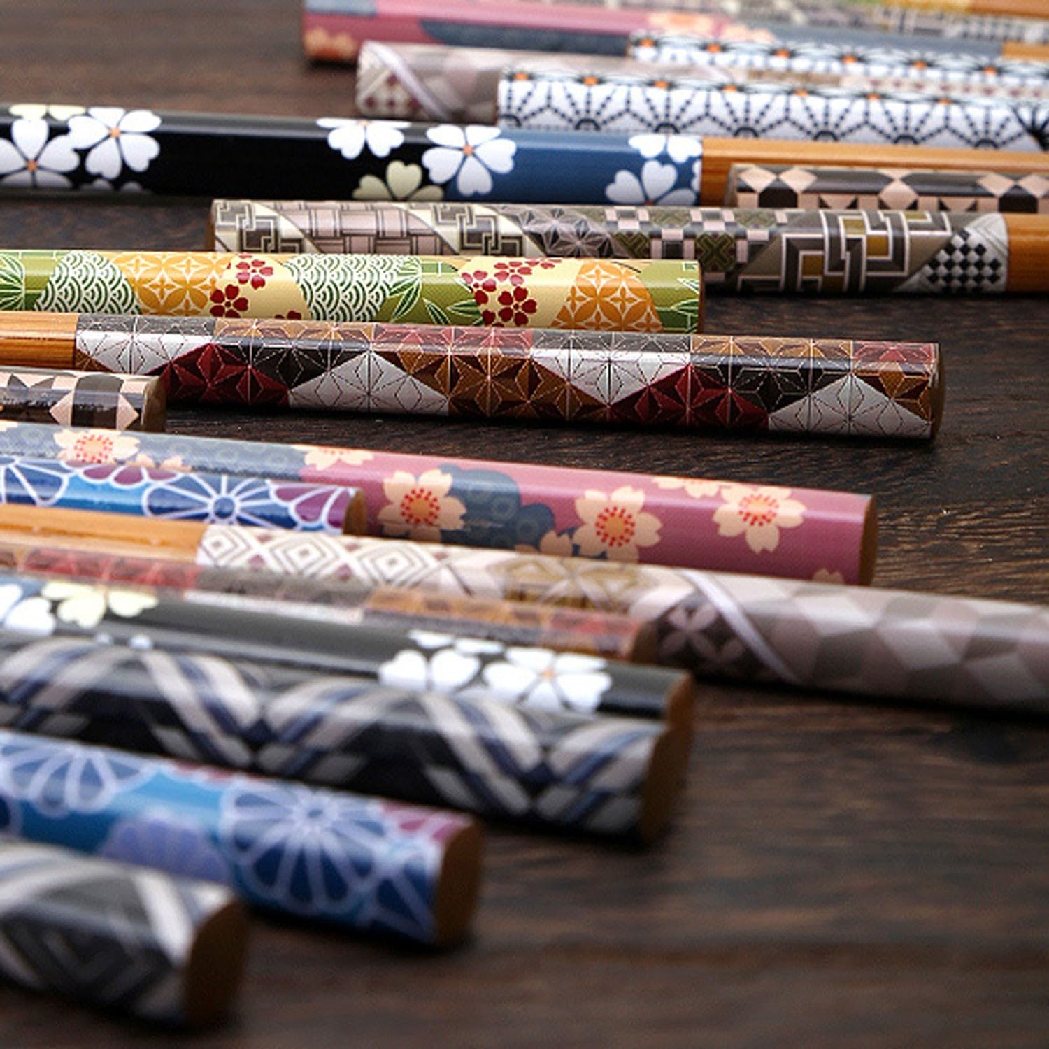 Lot de 10 Baguettes japonaises Doubles réutilisables en Bambou antidérapant de 22,5 cm