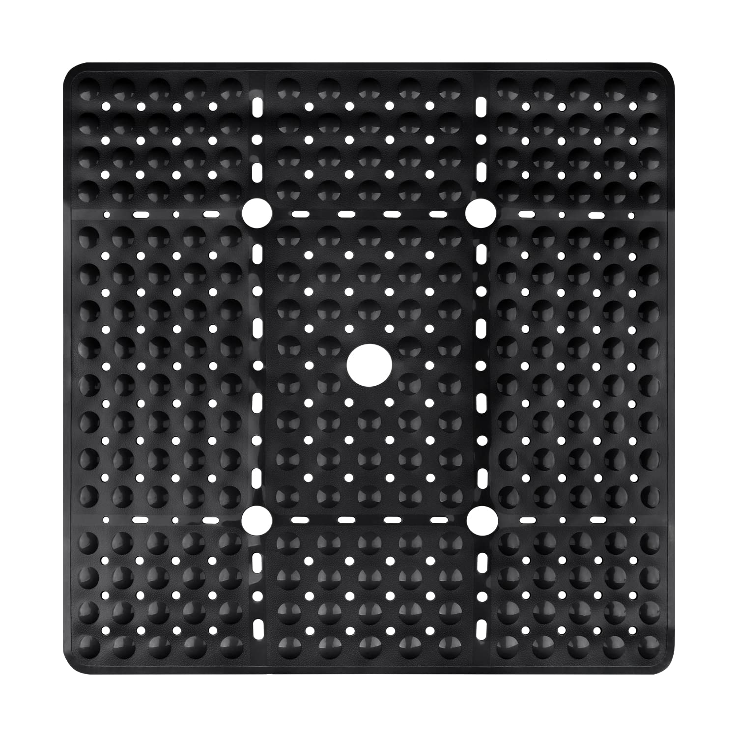 Tapis de douche antidérapant 70 x 70 cm ventouses : tapis de bain carré noir sans BPA