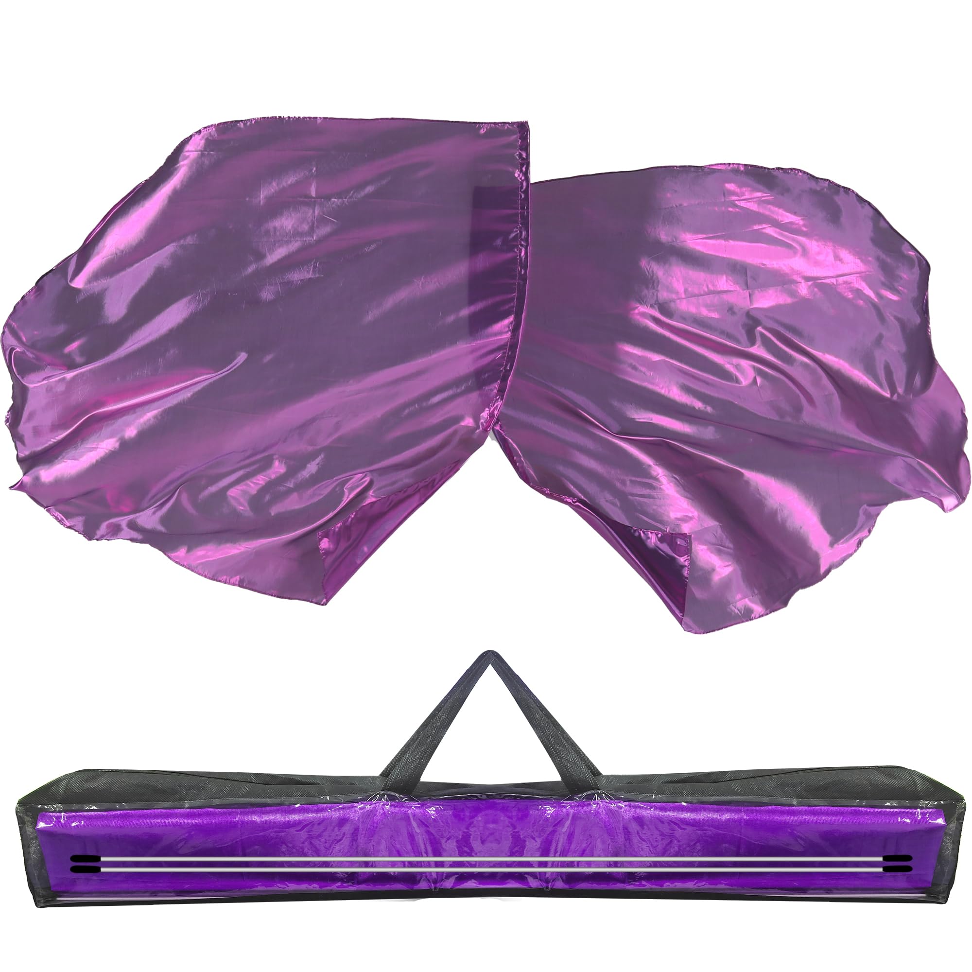 Baisdan 54"x54" Worship Flags with Flexible Rods, Worship Flags for Dance Church, Metallic Sheen Praise Dance Flags with Carrying Bag, 2 Pack, Purple