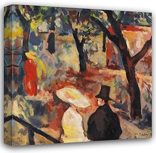 Wilhelm Thöny 20x20 Gallery Wrapped Canvas Museum Art Print Titled: Strollers in the Park (1922)