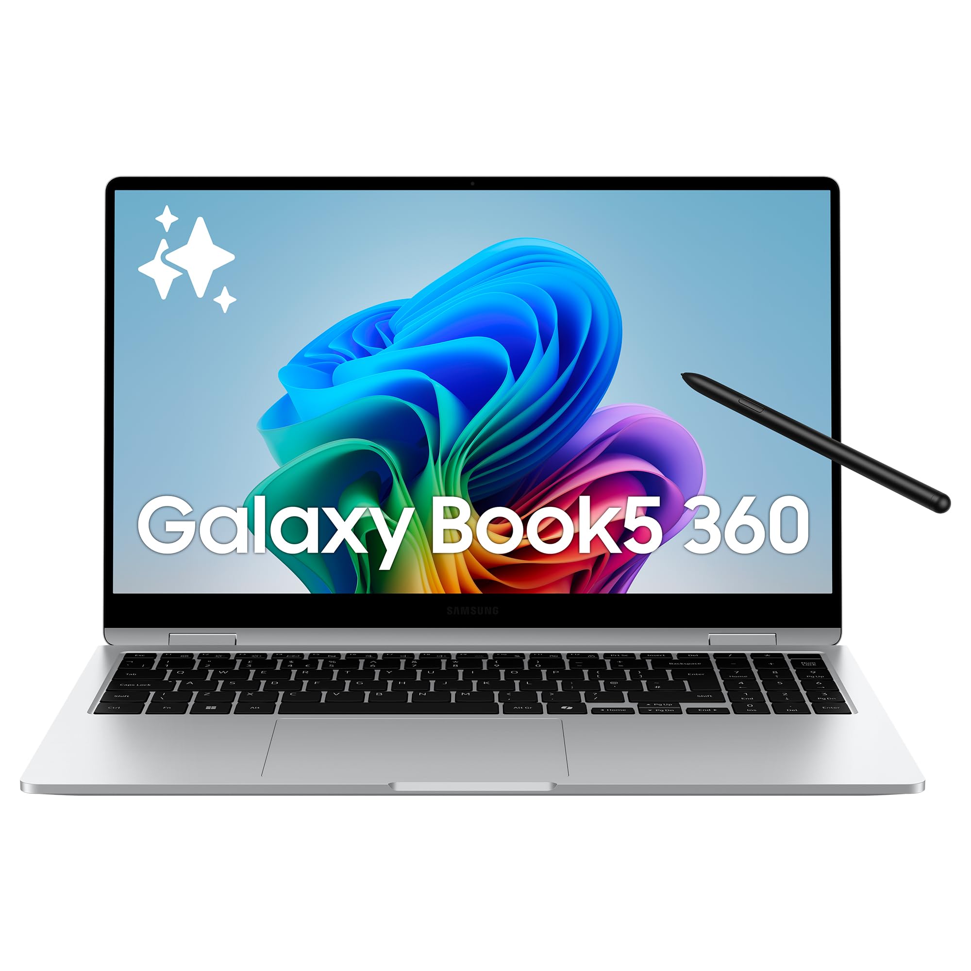 Samsung Galaxy Book5 360 15.6", Copilot+PC, Ordinateur Portable avec IA, Processeur Intel Core Ultra 7, Mémoire 16Go RAM, Stockage 512Go, Clavier AZERTY Fr, Argent
