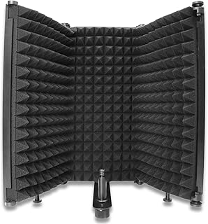 Mic Isolation Shield - Adjustable Portable Studio Acoustic Shield with Absorbing Foam for Microphone, Vocal Booth Mic Reflection Filter for Home Voice Studio to Filter Vocal (3 Panels) YOUSHARES