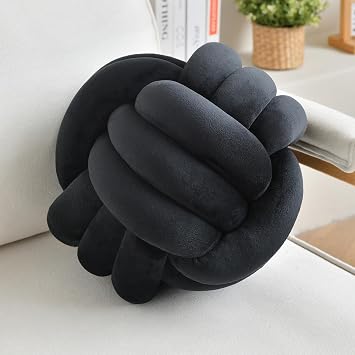 LUSJNGE Knot Pillow Ball Black Throw Pillow 8 Inch Small Decorative Pillows