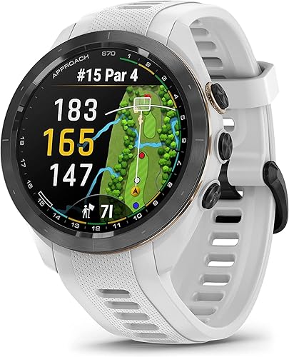 Miniatura 3 de Garmin Approach S70 - Reloj de golf con GPS de alta calidad, color blanco con soporte de carga, adaptadores para coche y pared y kit de limpieza