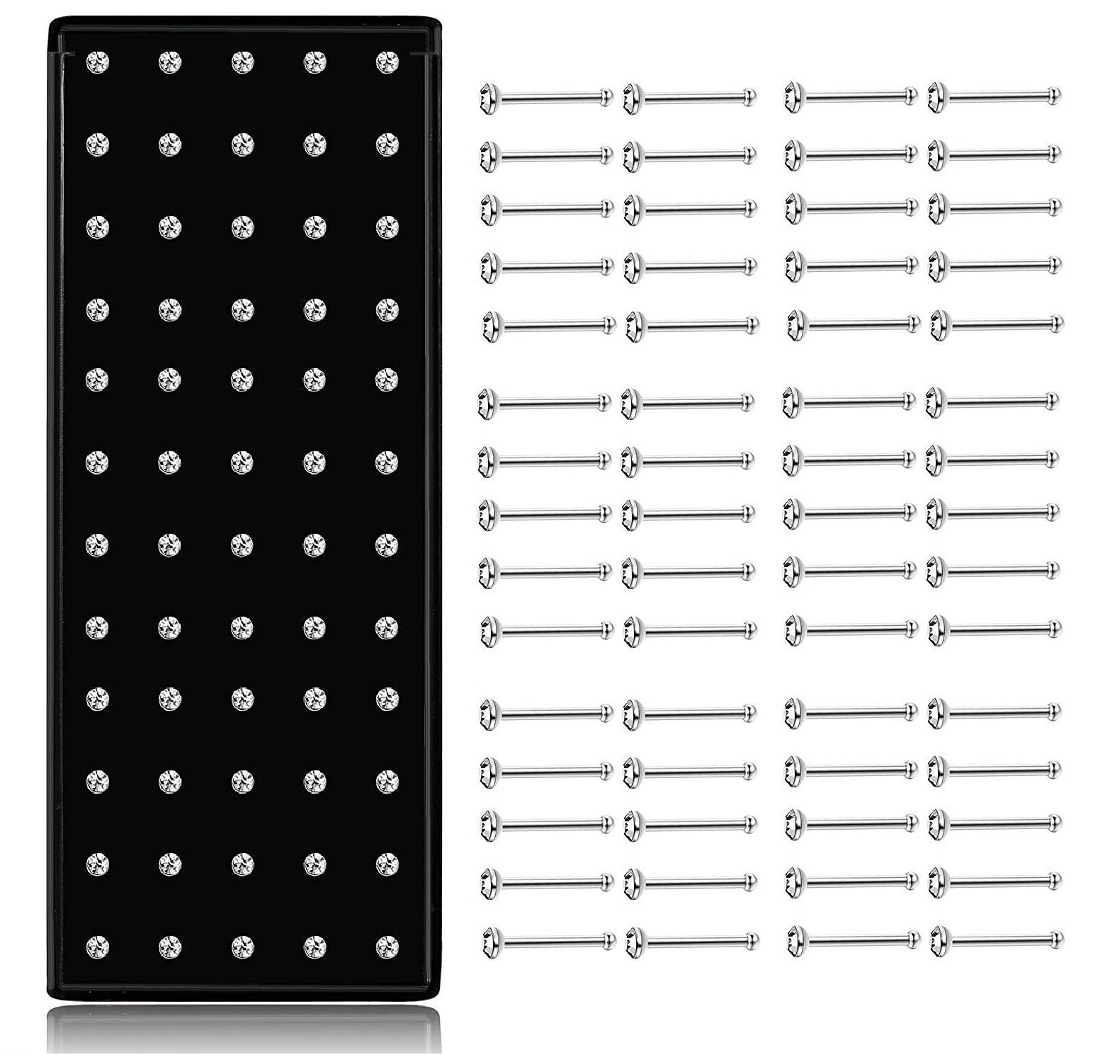 VAMA Fashions Nose pin white stone With Piercing Nosepins pierced stud ring for Girls and Womens (60pcs) (B08FFY1RJL) Amazon Price History, Amazon Price Tracker