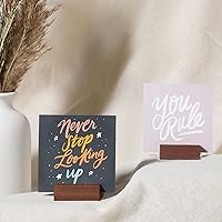 Vista 3 de UNIQOOO 20 Pack Place Card Holders Rustic Walnut Wood Escort Cards Display Stands Table Number Sign and Photo Stand Perfect for Retail Shop