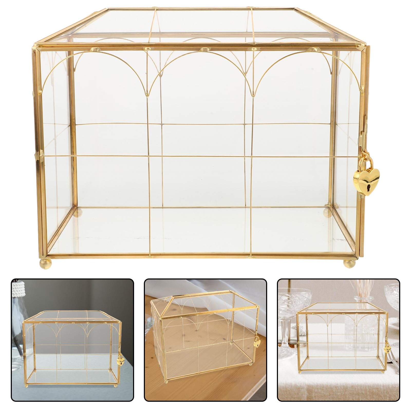 VALICLUD Hochzeitskartenbox aus Klarem Glas mit Schloss und Kartenschlitz Robuste Aufbewahrungsbox für Hochzeit Party Abschlussfeier Sichere Ordentliche Kartenablage Wiederverwendbarer