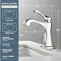 Vista 14 de Brushed Nickel Bathroom Faucet, Sanliv Single Handle Centerset Bathroom Sink Faucet with Pop-Up Drain & Deck Plate for 1 or 3-Hole (4 inch)