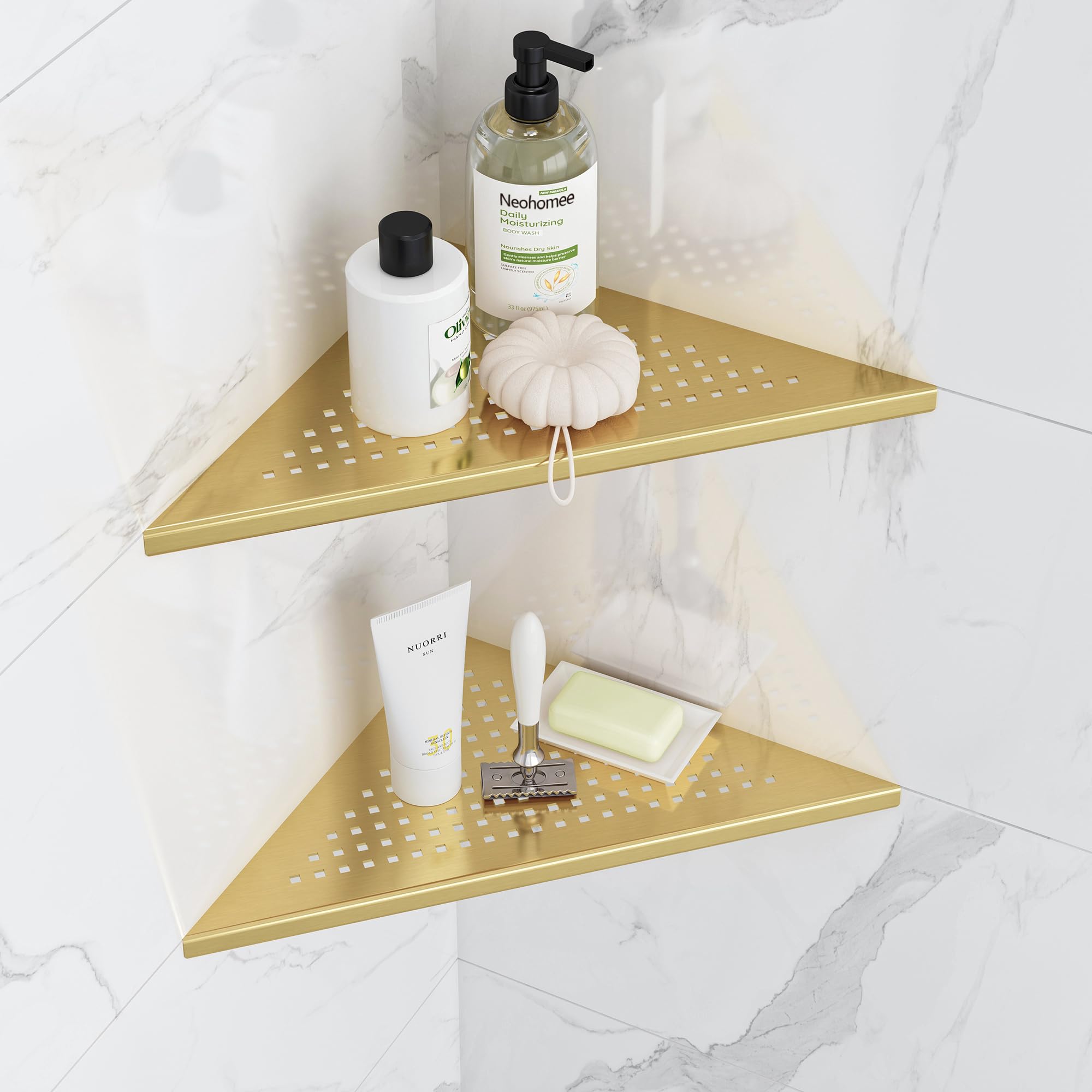 Étagère d'angle en acier inoxydable 304 Neodrain dorée brossée anti-rouille